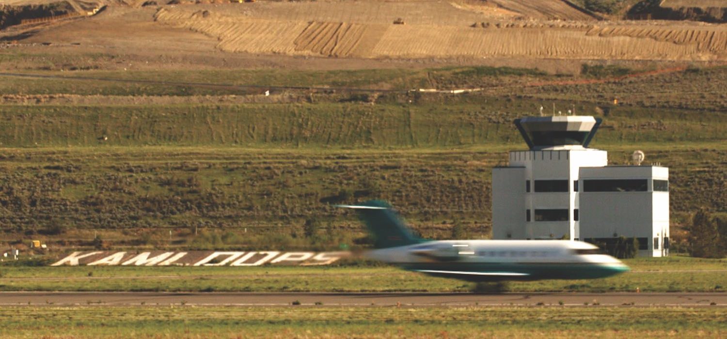 Airplane taking off in Kamloops